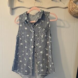 Passport Black and White Button Down Shirt with Collared Neckline